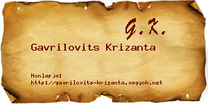 Gavrilovits Krizanta névjegykártya
